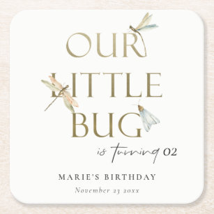 Unsere kleine Bug Gold Dragonfly jeden Geburtstag Rechteckiger Pappuntersetzer