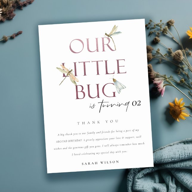 Unsere kleine Bug Pink Dragonfly jedes Alter Gebur Dankeskarte (Von Creator hochgeladen)