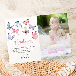 Unsere kleine Butterfly-Foto-Geburtstagsparty Dankeskarte