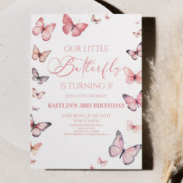 Unsere kleine Butterfly Soft Pink Geburtstagsparty Einladung