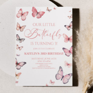 Unsere kleine Butterfly Soft Pink Geburtstagsparty Einladung
