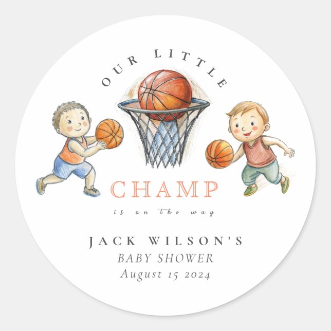 Unsere kleine Champ Basketball Basketball Basketba Runder Aufkleber (Vorderseite)