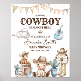 Unsere kleine Cowboy Wild West Baby Dusche Willkom Poster