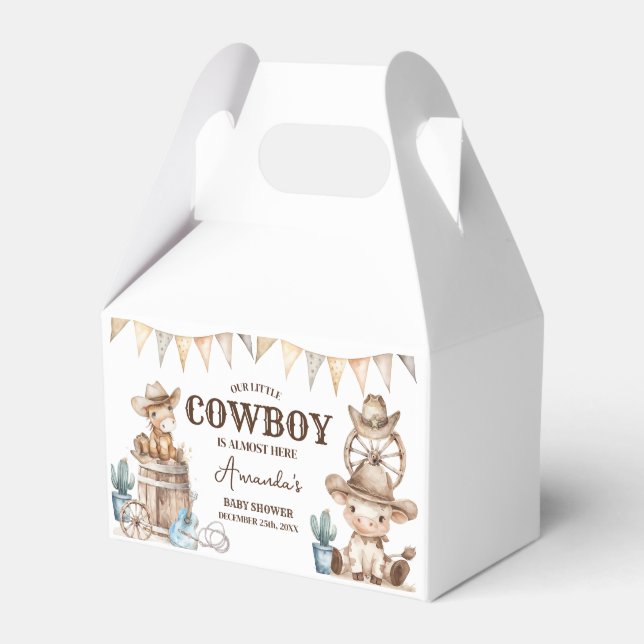 Unsere kleine Cowboy Wild West Babydusche Geschenkschachtel (Vorderseite)
