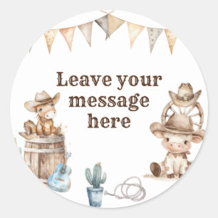 Unsere kleine Cowboy Wild West Liebe Ihre Botschaf Runder Aufkleber