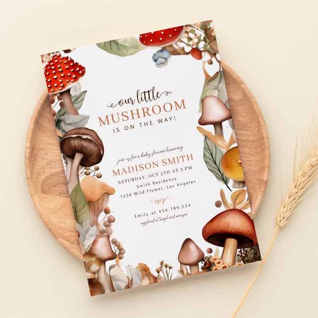Unsere kleine Dusche aus Mushroom Boho Fall Baby Einladung (Von Creator hochgeladen)