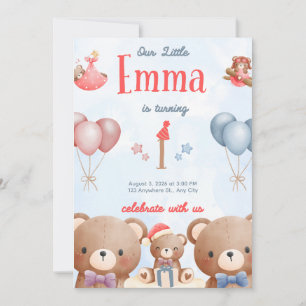 Unsere kleine Emma Geburtstagseinladung – Pastell- Einladung
