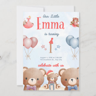 Unsere kleine Emma Geburtstagseinladung – Pastell- Einladung