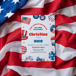 Unsere kleine Firecracker Geburtstagspartei Einladung