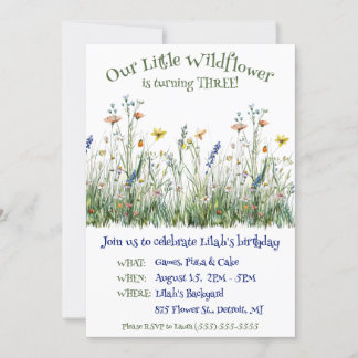 Unsere kleine Geburtstagsparty der Wildblume Einladung