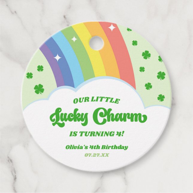 Unsere kleine glückliche Charm Rainbow Birthday Pa Geschenkanhänger (Vorderseite)