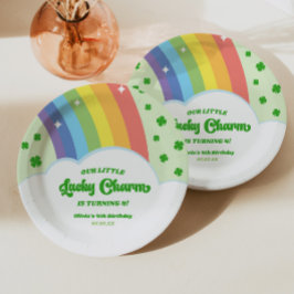 Unsere kleine glückliche Charm Rainbow Birthday Pa Pappteller