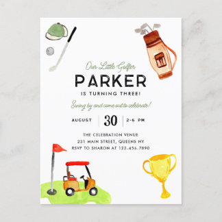 Unsere kleine Golfer Club Bag Kinder Golf Geburtst Postkarte