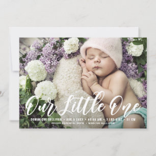 Unsere kleine Handmit buchstaben gekennzeichnete Ankündigung