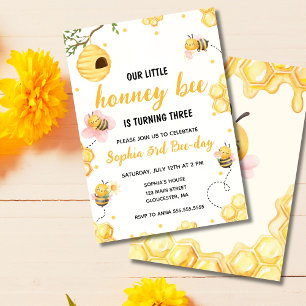 Unsere kleine Honigbumble-Bienenflora-Geburtstagsp Einladung