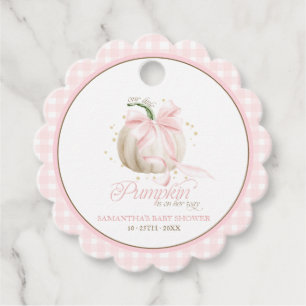 Unsere kleine Kürbis-Rosa-Gingham-Personalisierung Geschenkanhänger