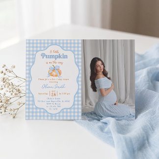 Unsere kleine Kürbisblaue Jungen-Baby-Party-Einlad Einladung