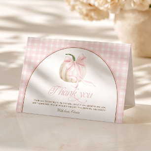 Unsere kleine Kürbisrosa Gingham-Dankeschön Dankeskarte