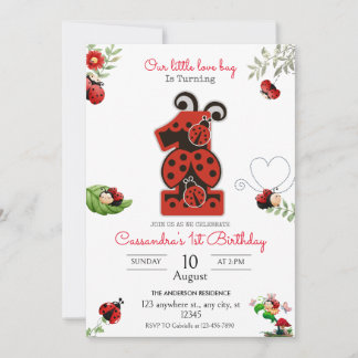 Unsere kleine Lady Lady Bug 1. Geburtstag Party Einladung