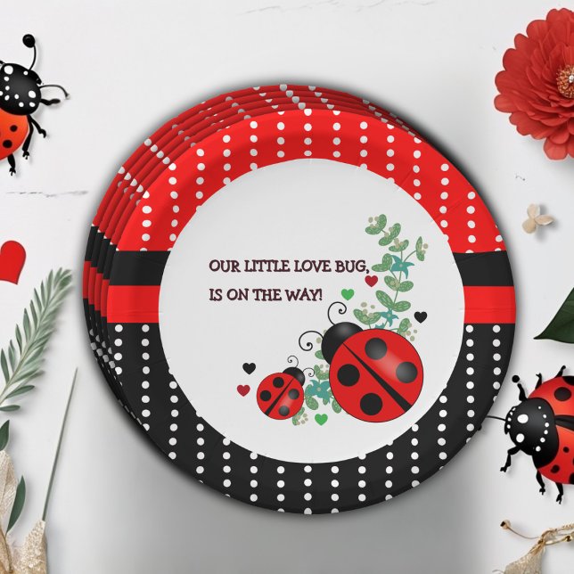 Unsere kleine Liebe Bug Red Black Baby Dusche Pappteller (Von Creator hochgeladen)
