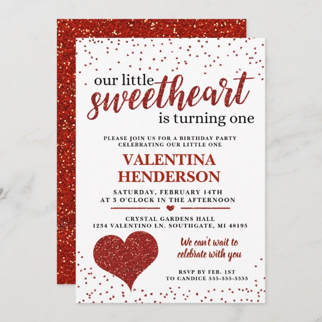 Unsere kleine Liebe zum ersten Geburtstag Einladung (Vorne/Hinten)