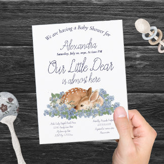 Unsere kleine Liebesdusche Deer Dusty Blue Baby Bo Postkarte