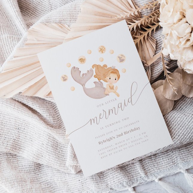 Unsere kleine Meerjungfrau Boho Geburtstagsparty Einladung (Von Creator hochgeladen)