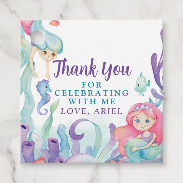 Unsere kleine Meerjungfrau danke Ihnen Geschenkanhänger (Vorderseite)