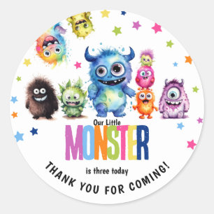 Unsere kleine Monster-Geburtstagsfeier für jedes A Runder Aufkleber