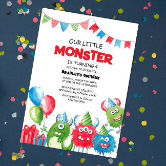 Unsere kleine Monster-Geburtstagsparty Einladung