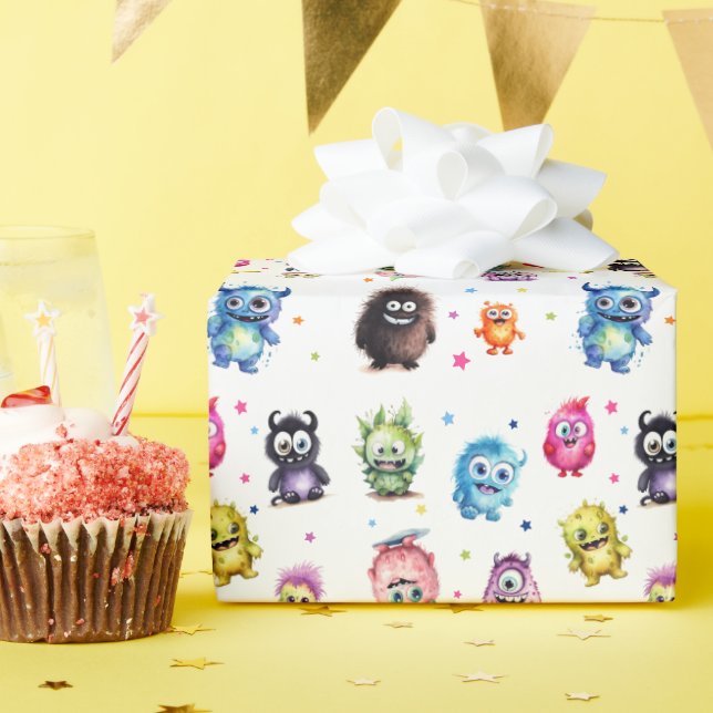 Unsere kleine Monster-Geburtstagsparty Geschenkpapier (Geburtstagsparty)
