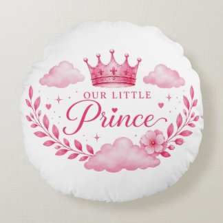 Unsere kleine Prinzessin Pink Crown Baby Mädchen Rundes Kissen