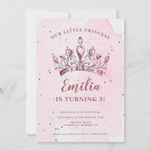 Unsere kleine Prinzessin Tiara zum Geburtstag Einladung