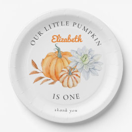 Unsere kleine Pumpkin 1. Geburtstag Flora Wasserfa Pappteller