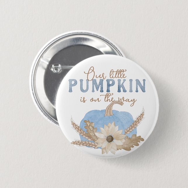 Unsere kleine Pumpkin Blue Baby Duschtaste Button (Vorne & Hinten)