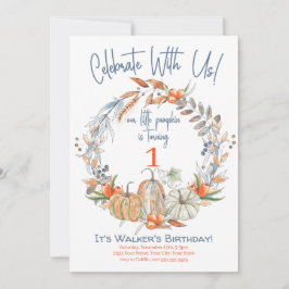 Unsere kleine Pumpkin Blue Erstgeburtstag Einladun Einladung