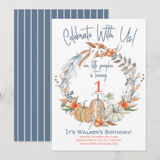 Unsere kleine Pumpkin Blue Erstgeburtstag Einladun Einladung