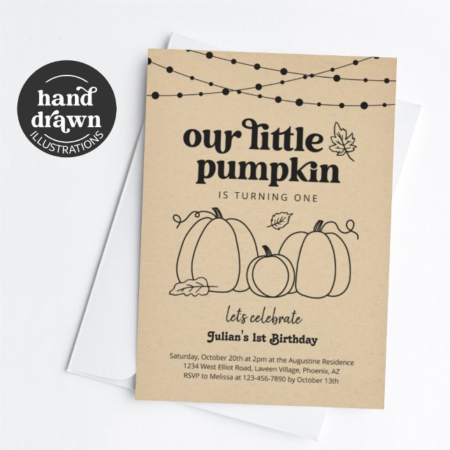 Unsere kleine Pumpkin erste Geburtstagsparty Einla Einladung (Von Creator hochgeladen)