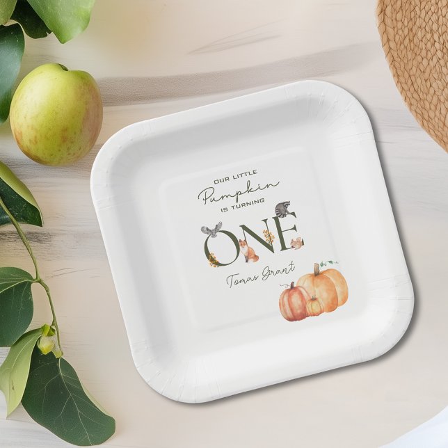 Unsere kleine Pumpkin Fall 1. Geburtstag Papierpla Pappteller (Our Little Pumpkin Fall 1st Birthday Paper Plate
)