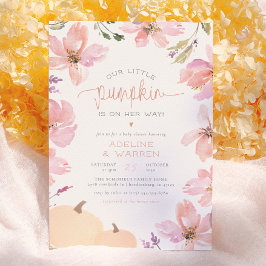 Unsere kleine Pumpkin Fall Floral Girl Babydusche Einladung