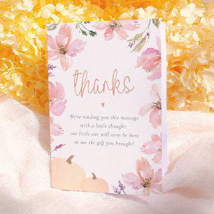 Unsere kleine Pumpkin Floral Baby Dusche Vielen Da Dankeskarte