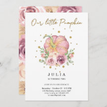 Unsere kleine Pumpkin Geburtstags-Rosa-Einladung