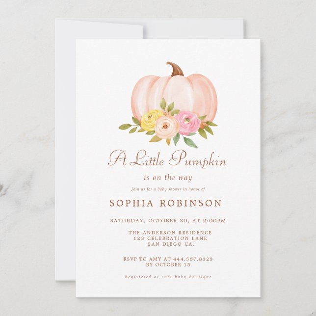 Unsere kleine Pumpkin Girl Babydusche Einladung (Vorderseite)