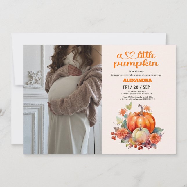 Unsere kleine Pumpkin Girl Babydusche Einladung (Vorderseite)