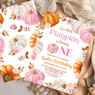 Unsere kleine Pumpkin Girl erste Geburtstagsparty Einladung