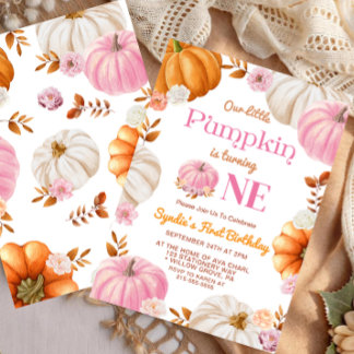 Unsere kleine Pumpkin Girl erste Geburtstagsparty Einladung