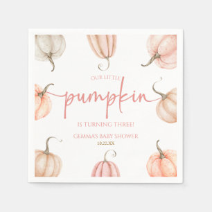 Unsere kleine Pumpkin Pink White Fall Geburtstagsp Serviette