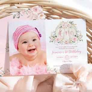 Unsere kleine Pumpkin Rose Gold Blush Floral Gebur Einladung