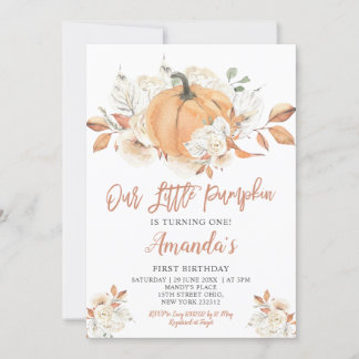 Unsere kleine Pumpkin Rustic Pumpkin Birthday Part Einladung