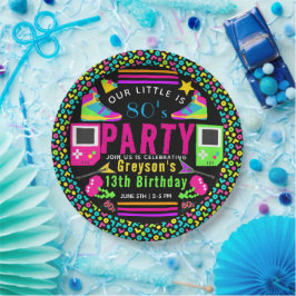 unsere kleine Retro Neon 80's 13. Geburtstagsparty Pappteller